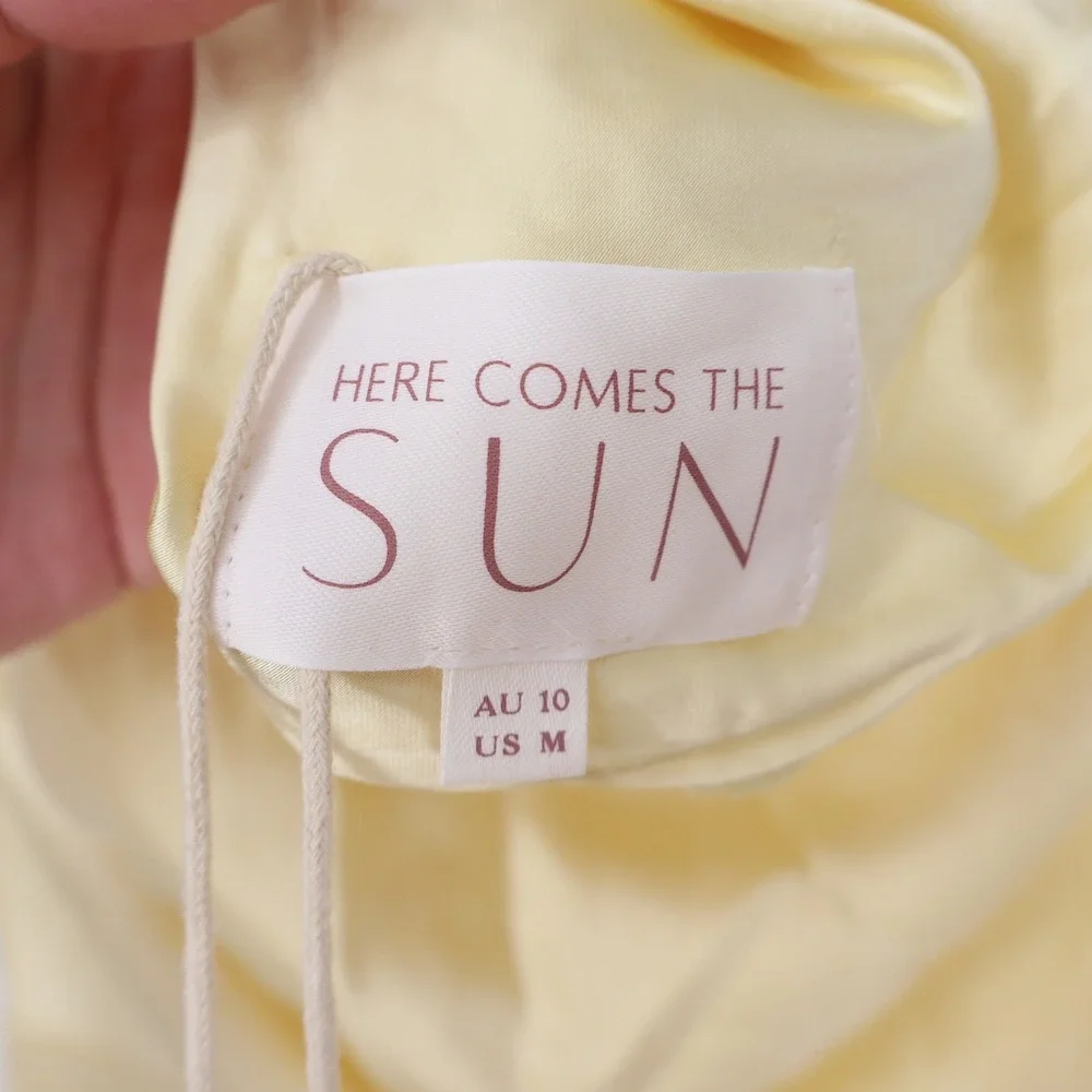 NWT Here Comes the Sun Butter Yellow Elegant Satin Maxi Dress - Picture 5 of 15